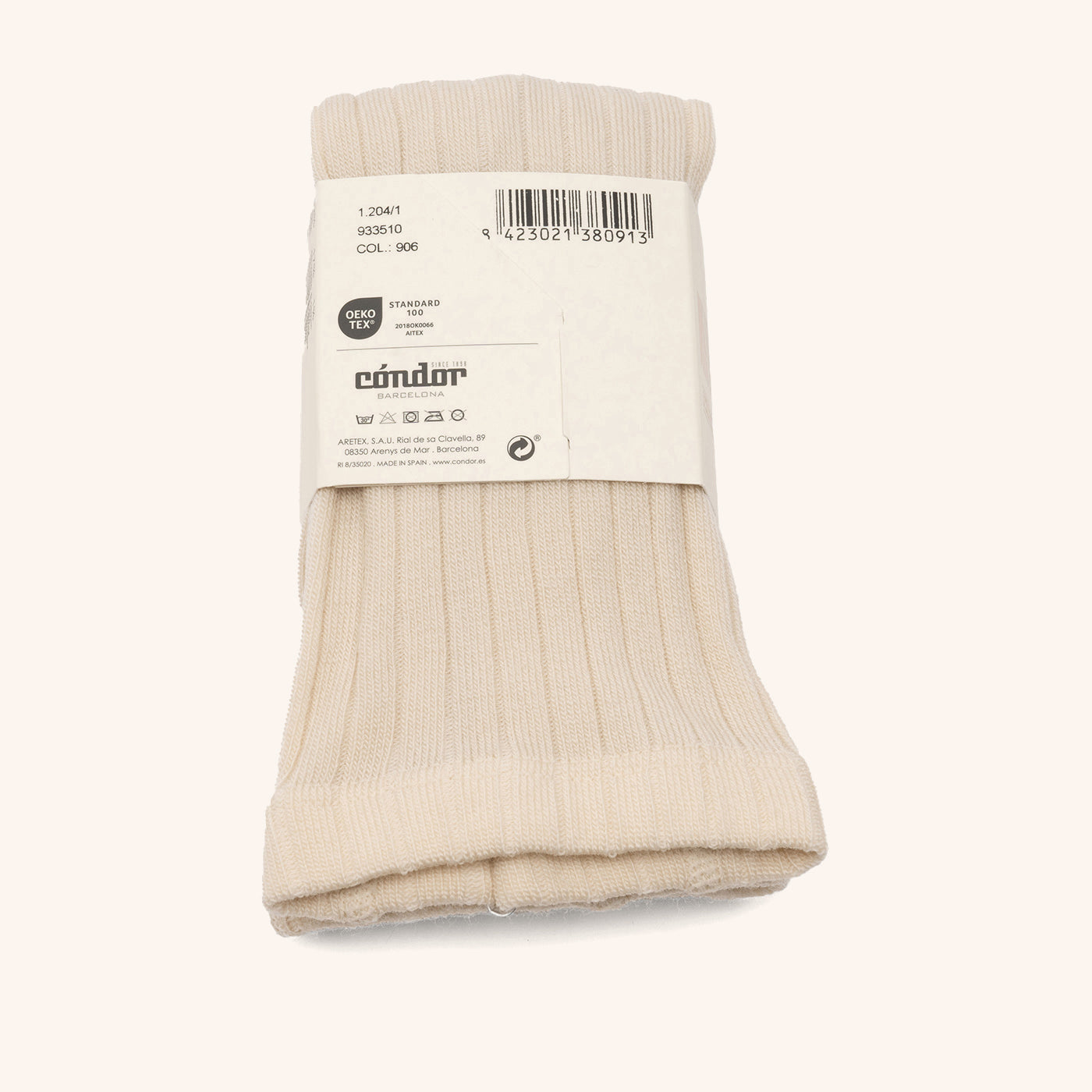 bisgaard x Cóndor merino wool rib tights hueso