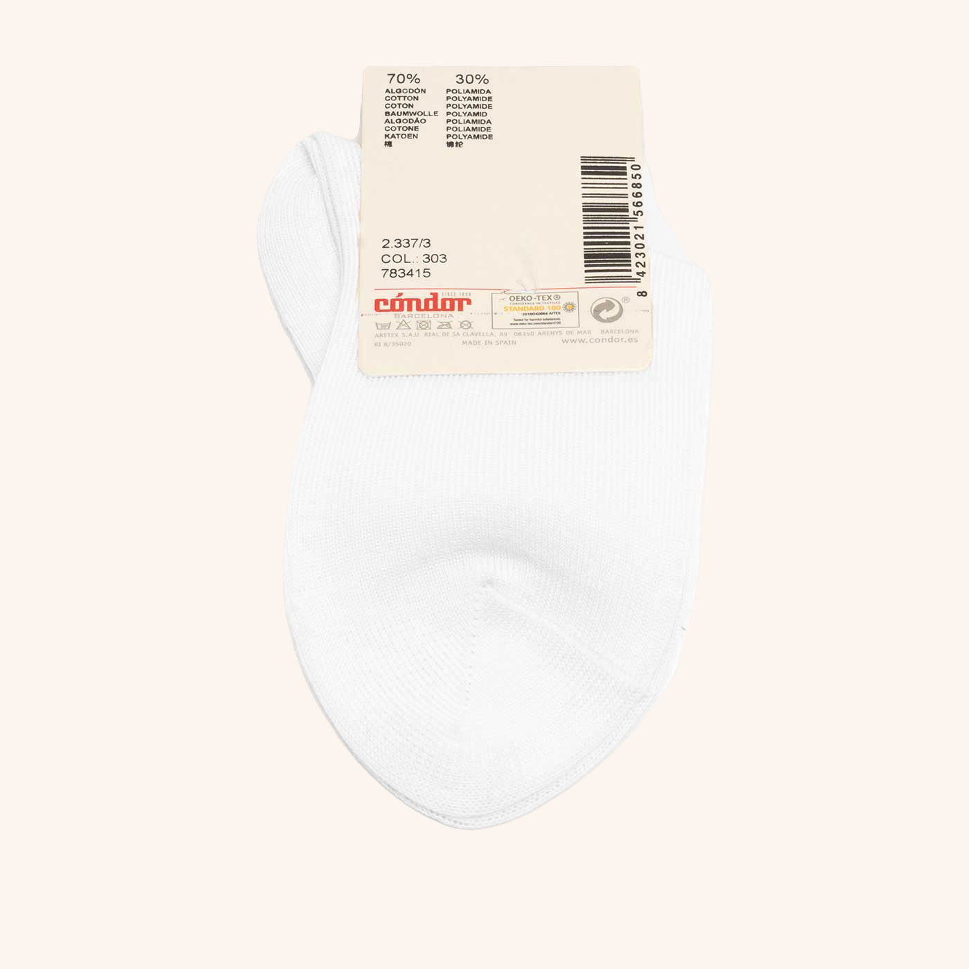 bisgaard x Cóndor cotton ankle sock with openwork blanco