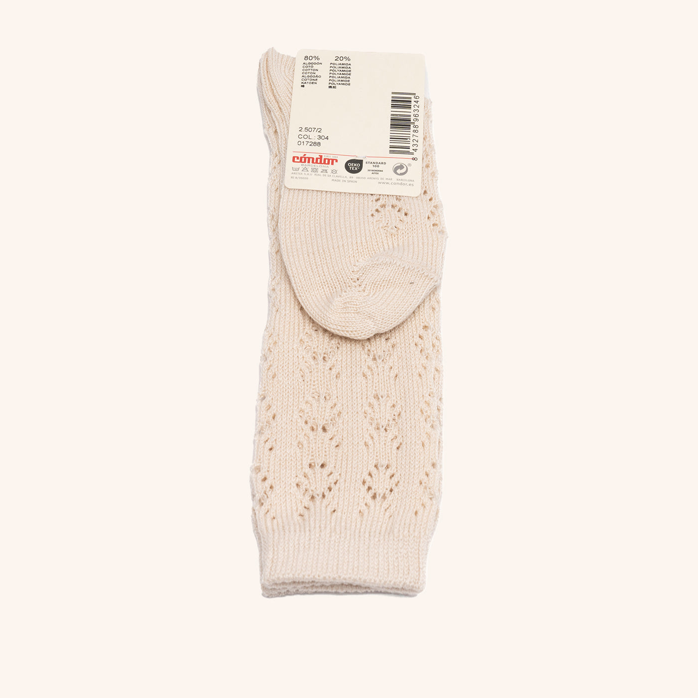 bisgaard x Cóndor cotton knee high with openwork lino