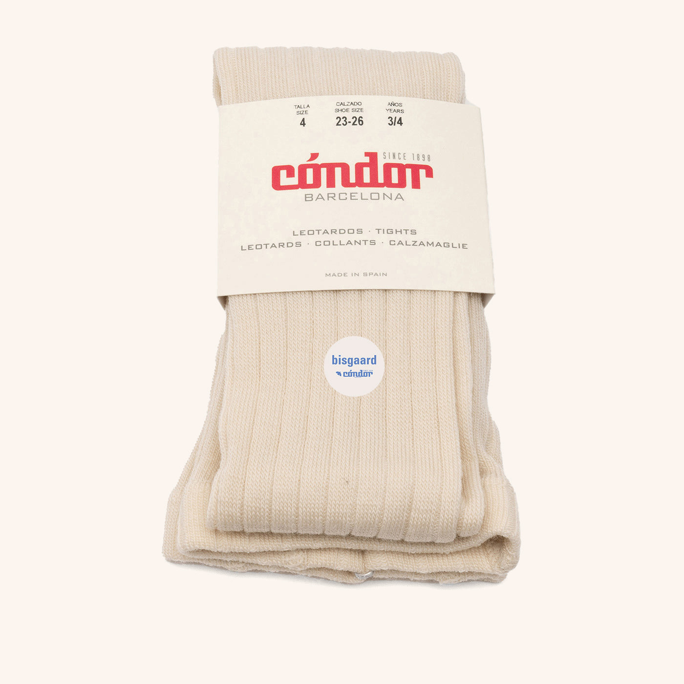bisgaard x Cóndor merino wool rib tights hueso