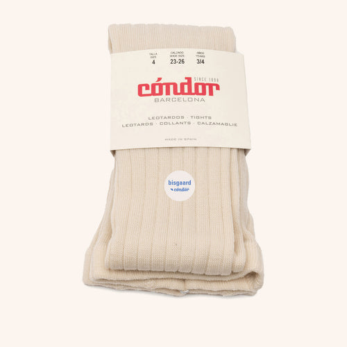 bisgaard x Cóndor merino wool rib tights hueso